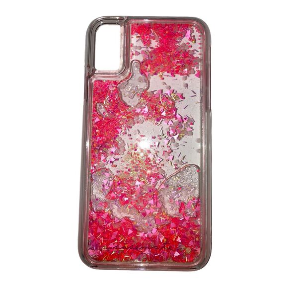 iPhone X , iPhone XS Case Clear Glowing Pink Glitter Waterfall by Case-Mate NEW! - Picture 3 of 12